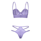 Magic Silk Sheer Passion Demi Bra & High Cut Tanga Very Peri Queen Size