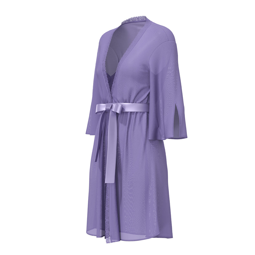 Magic Silk Sheer Passion Flutter Sleeve Robe Very Peri L/XL