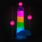 Neo Elite Glow-in-the-Dark Rainbow Rave 6.5 in. Silicone Dual Density Dildo
