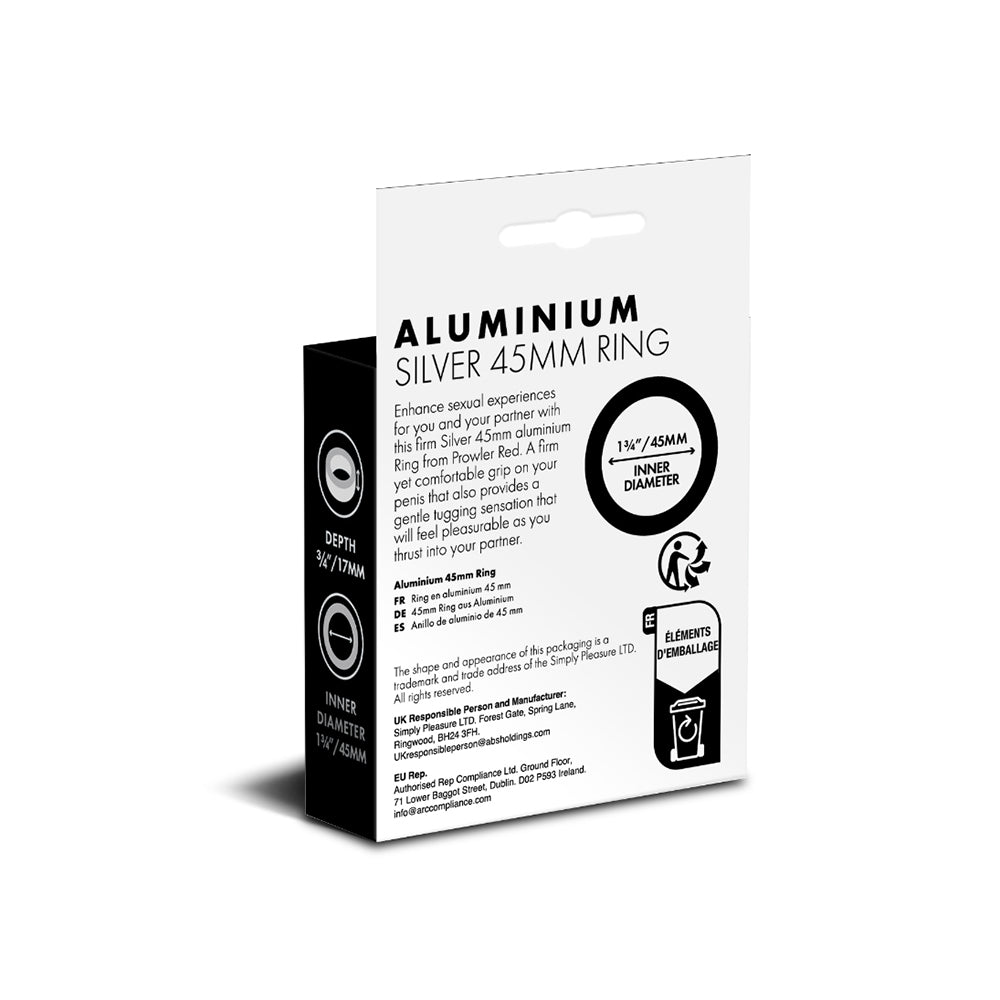 Prowler RED Aluminum Silver 45mm Ring