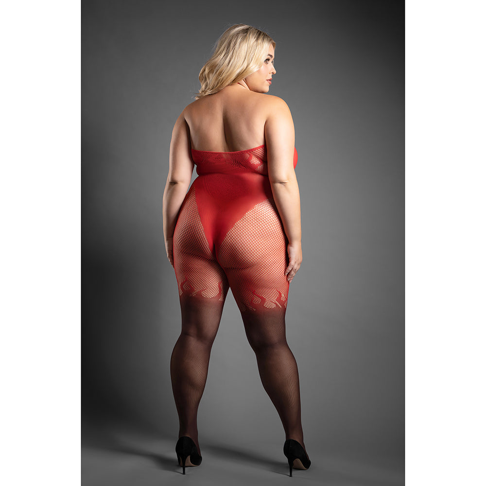 Fantasy Lingerie Sheer Eternal Flame Crotchless Ombré Bodystocking Queen Size