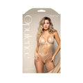 Fantasy Lingerie Opulence Foil Mesh Cut-Out Halter Teddy with Stimulating Pearl & Pearl String S/M