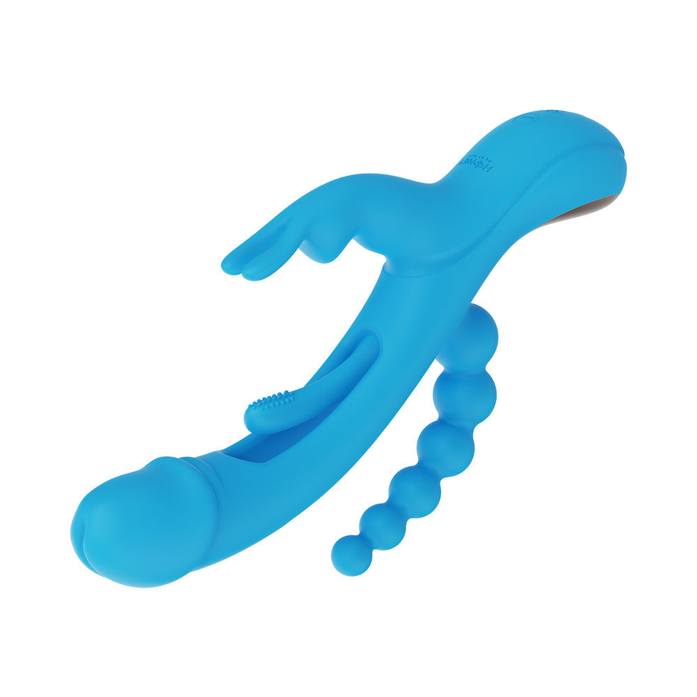 Honey Play Box Trilux Kinky Finger Rabbit Vibrator with Anal Beads Blue