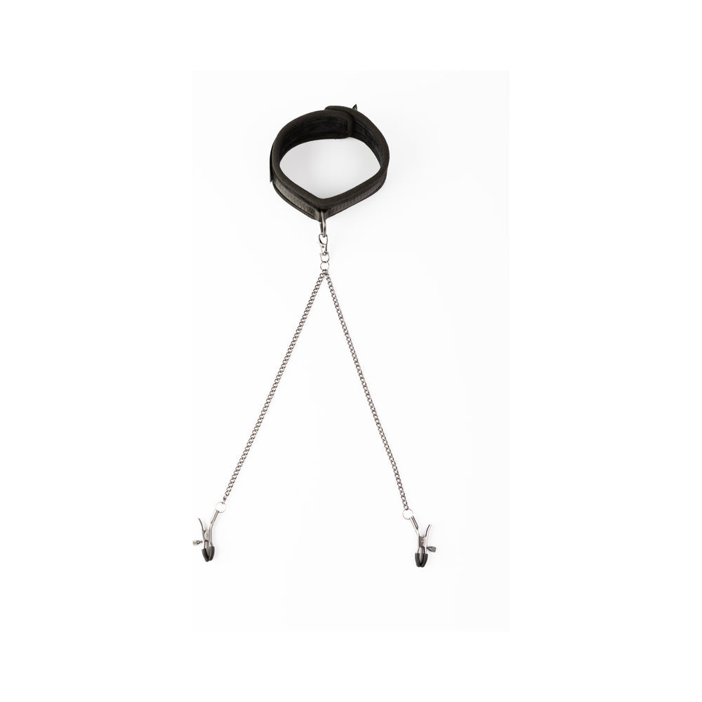 SEI MIO Twin Tweaks Velvet Collar with Nipple Clamps