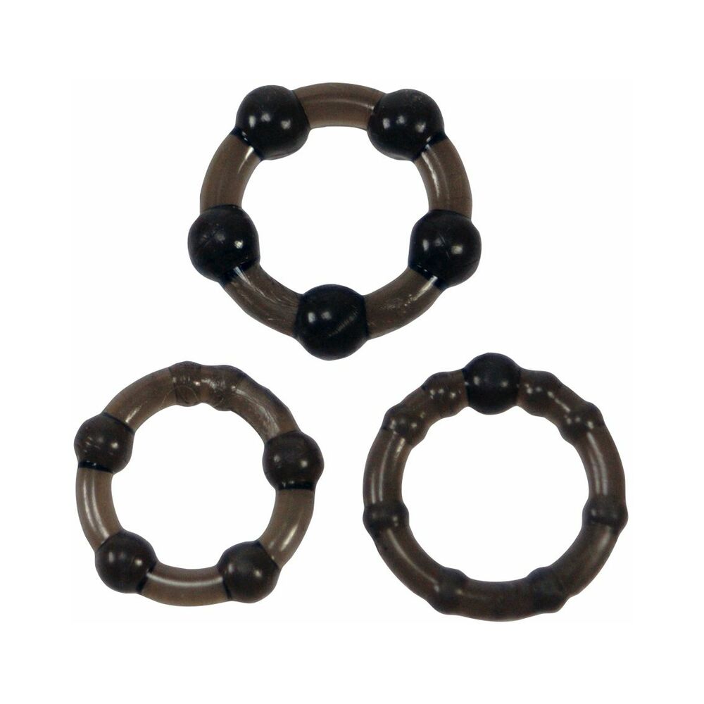 Me You Us Easy Squeeze 3-Piece Cockring Set Black
