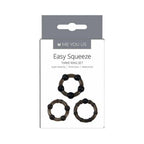 Me You Us Easy Squeeze 3-Piece Cockring Set Black