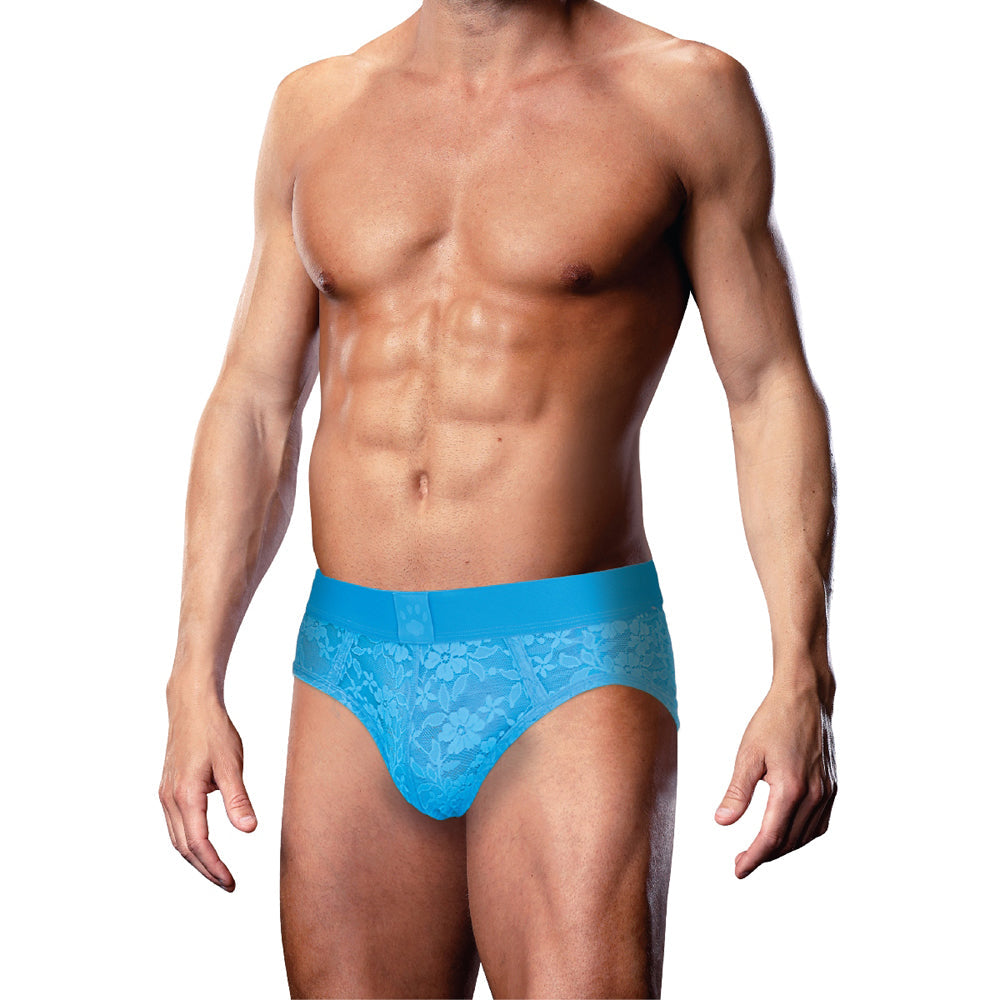 Prowler Lace Open Back Brief Neon Blue 2XL
