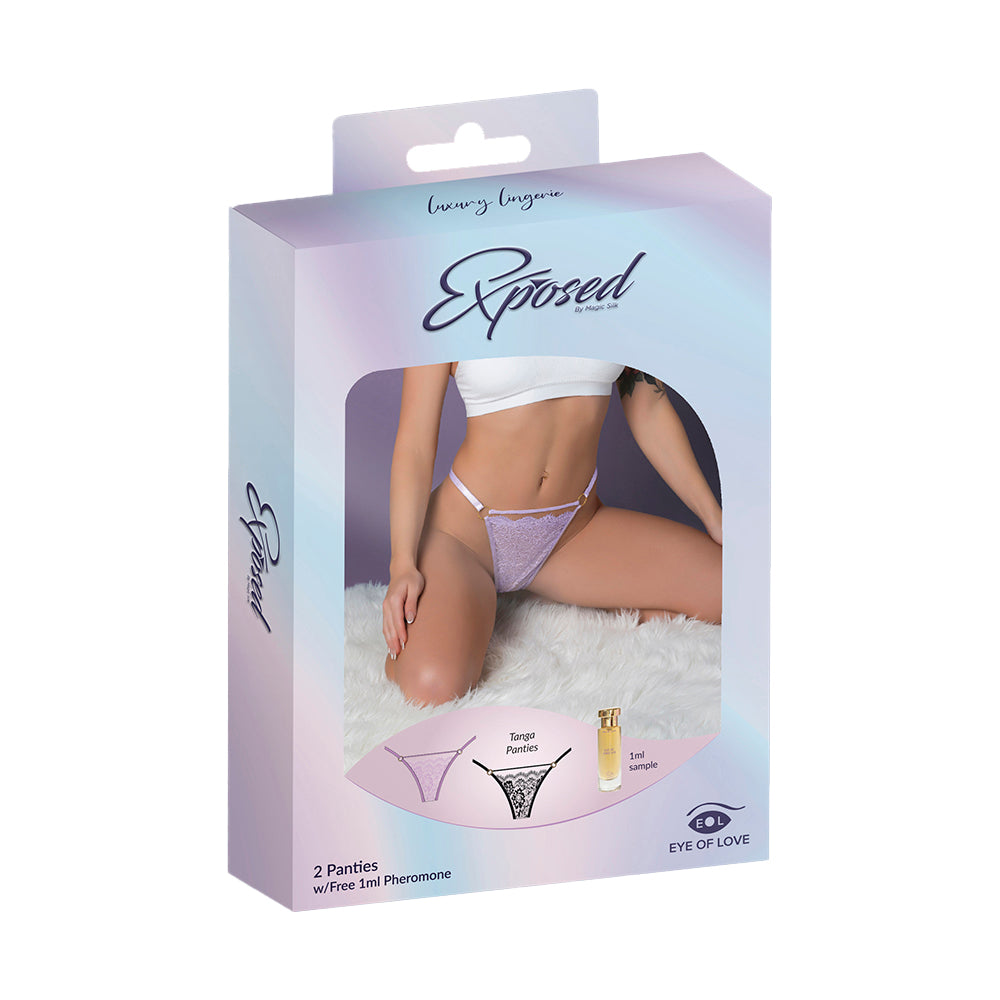 Magic Silk Pheromone Panties Tanga Panty 2-Pack Lilac/Black S/M