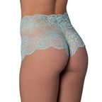 Magic Silk Pheromone Panties Split Crotch Lace Boy Short 2-Pack Aqua/Black L/XL