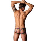 Male Power The Matchmaker Jock with Front Condom Pouch Rainbow S/M