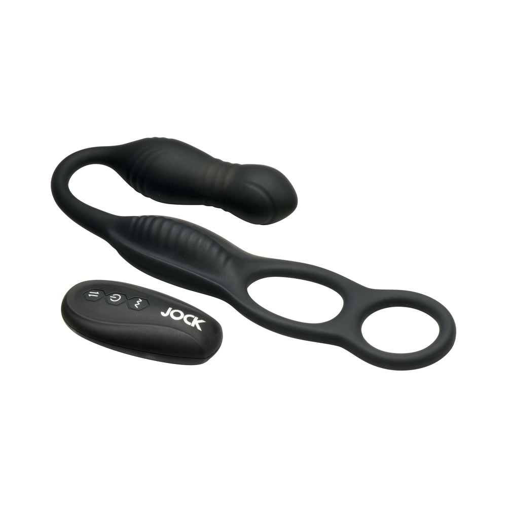 JOCK Silicone Vibrating Plug with Cock & Ball Ring and Remote