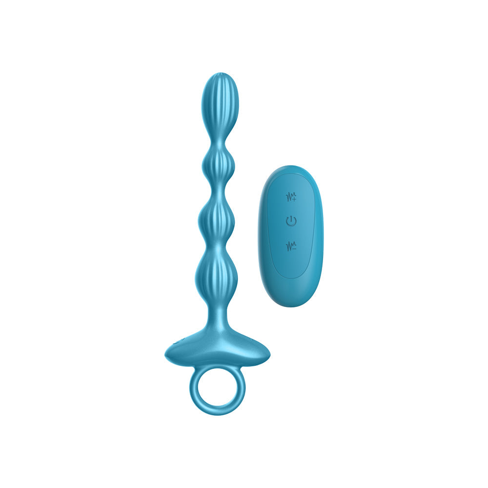 Luv Inc Gr41: Grooved Ring Luv Beads Metallic Blue