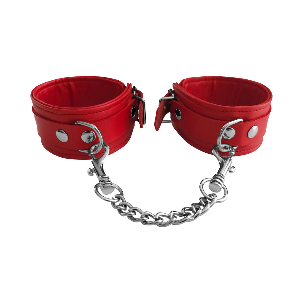 Rouge Fetish Play Vegan Wrist Cuffs Red