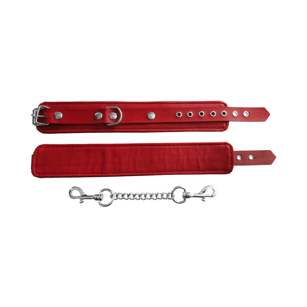 Rouge Fetish Play Vegan Wrist Cuffs Red