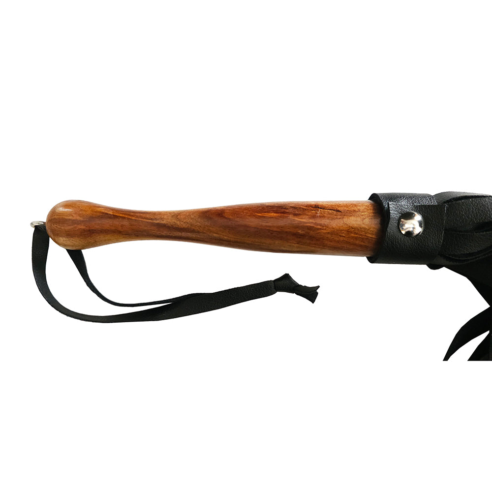 Rouge Fetish Play Vegan Wooden Handle Flogger Black