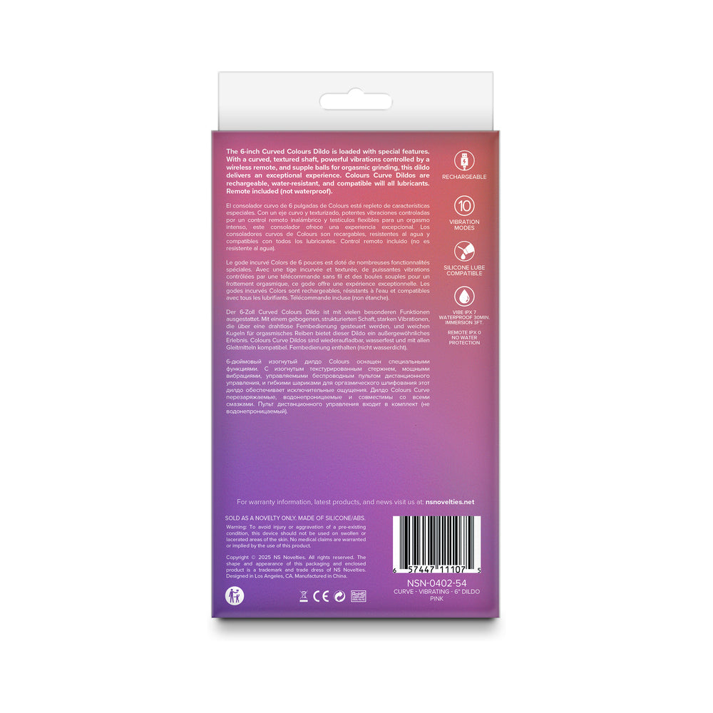 Colours Curve Vibrating 6 in. Dildo Pink