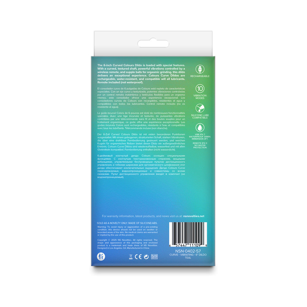 Colours Curve Vibrating 6 in. Dildo Teal