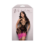 Fantasy Lingerie Vixen Ready Or Not Ombré Knit Asymmetrical Keyhole Halter Dress Black/Pink Queen Size