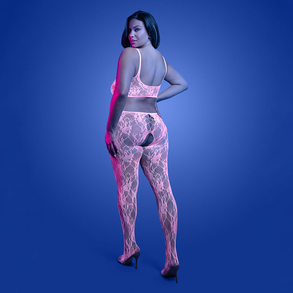 Fantasy Lingerie Glow Equilibrium Glow-in-the-Dark Crotchless Bodystocking Queen Size