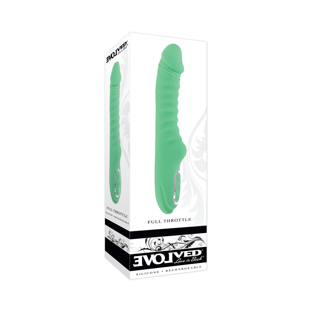 Evolved Full Throttle Rechargeable Warming Vibrator Silicone Mint Green