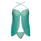 Magic Silk Caribbean Crush Flutter Babydoll & Thong Set Aqua Glow L/XL