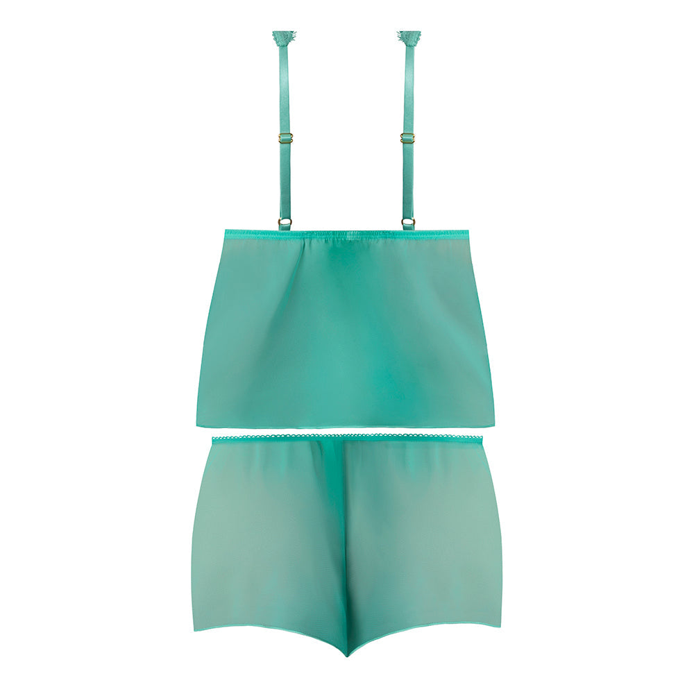 Magic Silk Caribbean Crush Flutter Cami & Short Set Aqua Glow L/XL