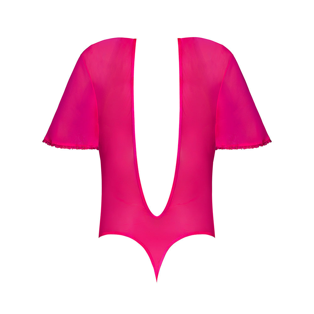 Magic Silk Pink Kink Flutter Sleeve Teddy Pink Glow Queen Size