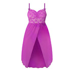 Magic Silk Butterfly Fantasies Gown & Thong Set Neon Purple Queen Size