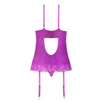 Magic Silk Butterfly Fantasies Basque & Cheeky Panty Set Neon Purple S/M
