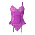Magic Silk Butterfly Fantasies Basque & Cheeky Panty Set Neon Purple L/XL
