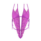 Magic Silk Butterfly Fantasies Peek-a-Boo & Crotchless Teddy Neon Purple L/XL