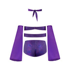 Magic Silk Glimmer Wrap Bralette, Booty Shorts & Sleeve Set Purple Disco L/XL
