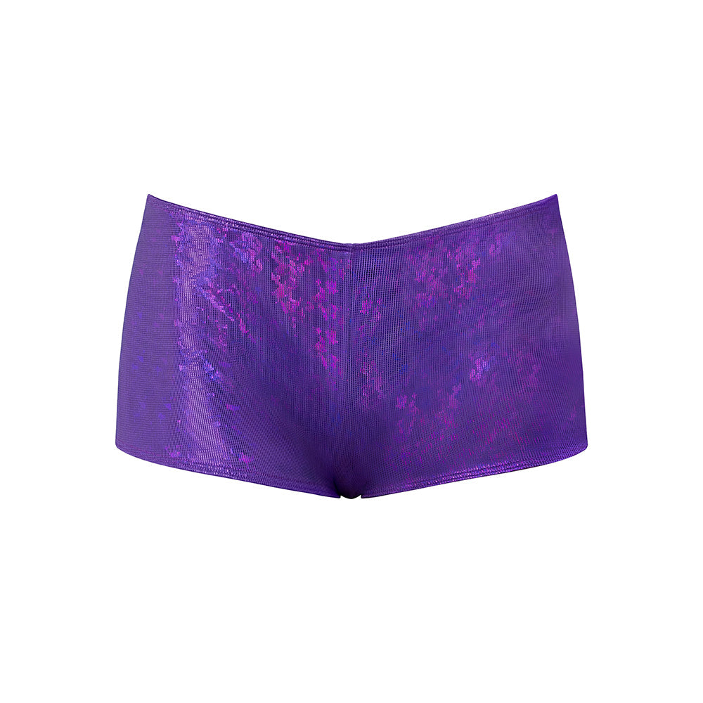 Magic Silk Glimmer Mini Boy Short Purple Disco S/M