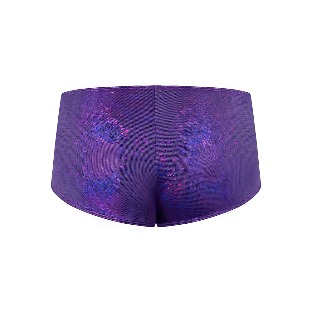 Magic Silk Glimmer Mini Boy Short Purple Disco L/XL