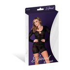 Magic Silk Seamless Long Sleeve Romper Black with Rhinestones O/S
