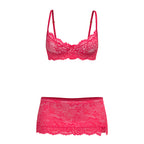Magic Silk Get It Girl Bra, Skirt & Thong Set Diva Pink Queen Size