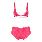 Magic Silk Get It Girl Peek-a-Boo Bralette & Split Crotch Boy Short Diva Pink Queen Size