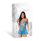 Magic Silk Flirty Hearts Cut Out Flutter Chemise & G-String Set Blue Sugar L/XL