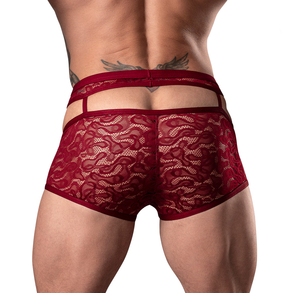 Male Power Lucifer Cutout Short Burgundy XL