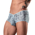Male Power Marble Mesh Micro Mini Short Silver Blue M