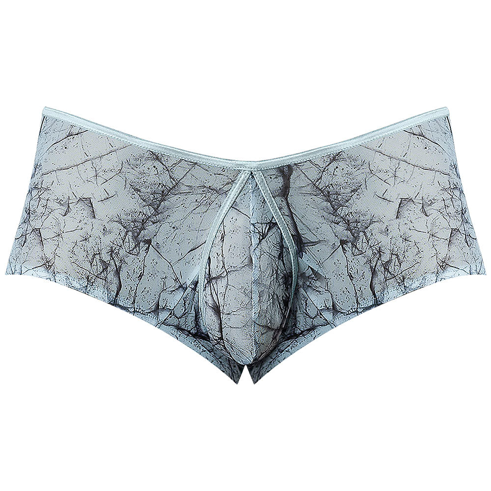 Male Power Marble Mesh Micro Mini Short Silver Blue M