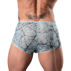 Male Power Marble Mesh Micro Mini Short Silver Blue L