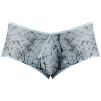 Male Power Marble Mesh Micro Mini Short Silver Blue XL