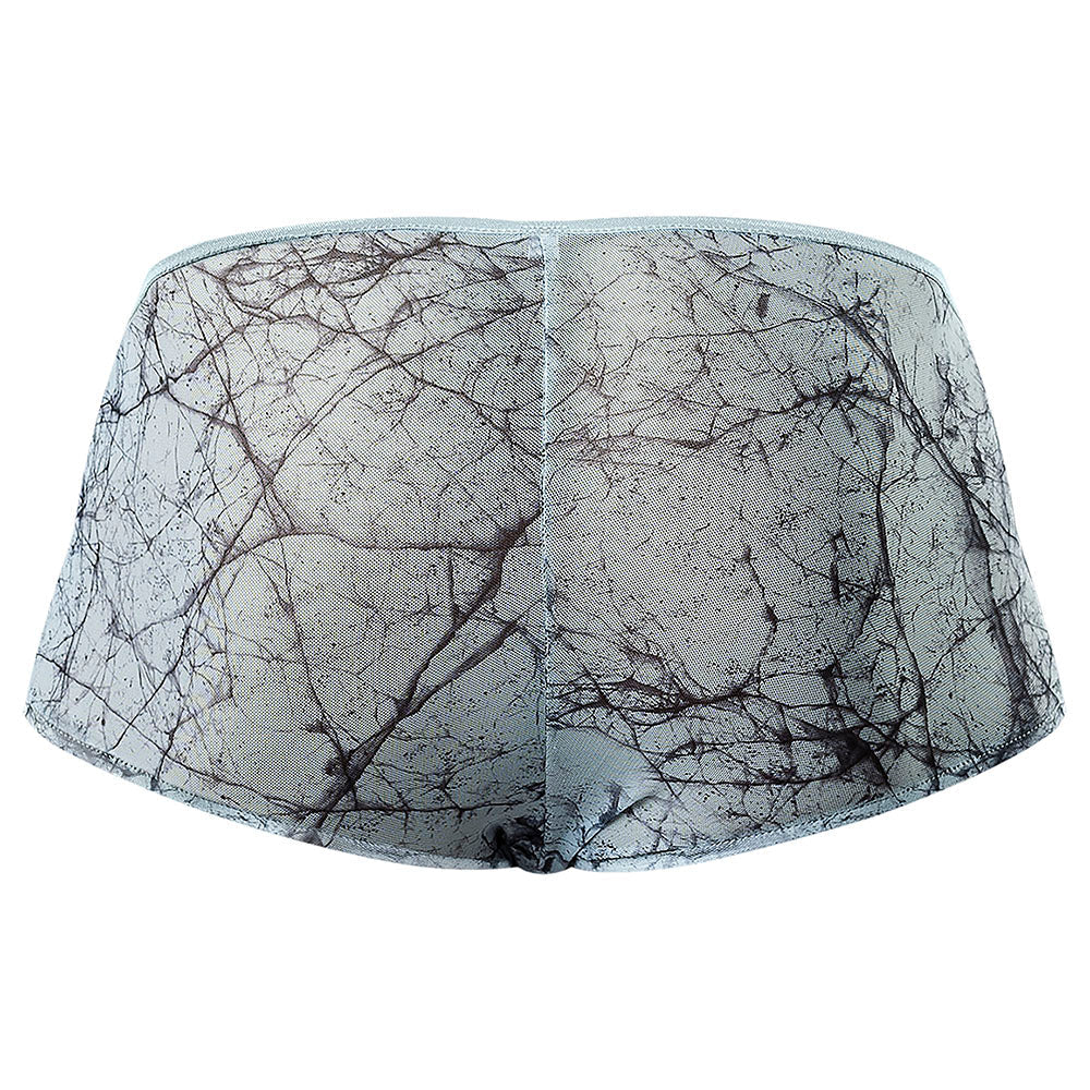 Male Power Marble Mesh Micro Mini Short Silver Blue XL