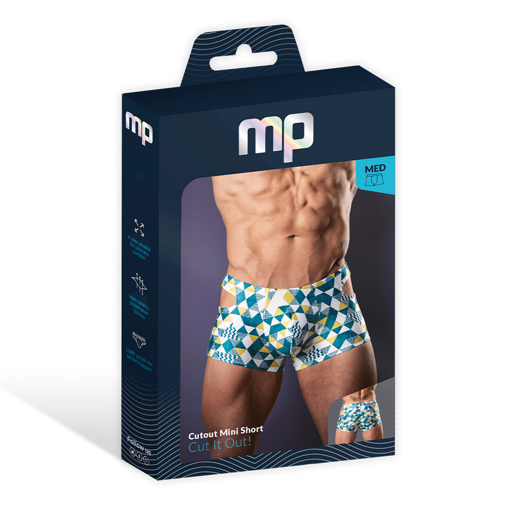 Male Power Cut It Out! Cutout Mini Short Blue/White M