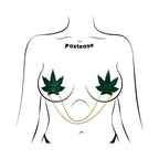 Pastease Chains: Shattered Glass Disco Ball Green Weed with Gold Chain Pasties