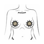 Pastease Sunburst: Sun & Moon Faces on Gold Glitter Sun Pasties