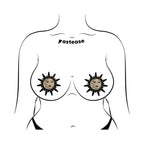 Pastease Sunburst: Sun & Moon Faces on Gold Glitter Sun Pasties