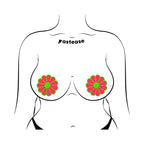 Pastease Daisy: Neon Green & Glow-in-the-Dark Neon Pink Petal Pasties Nipple Covers