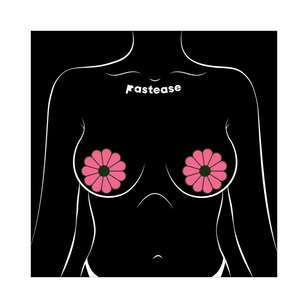 Pastease Daisy: Neon Green & Glow-in-the-Dark Neon Pink Petal Pasties Nipple Covers
